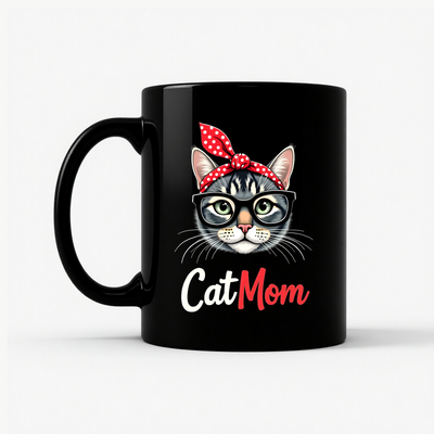Cute Cat Mom - Fun & Stylish Mug in Black