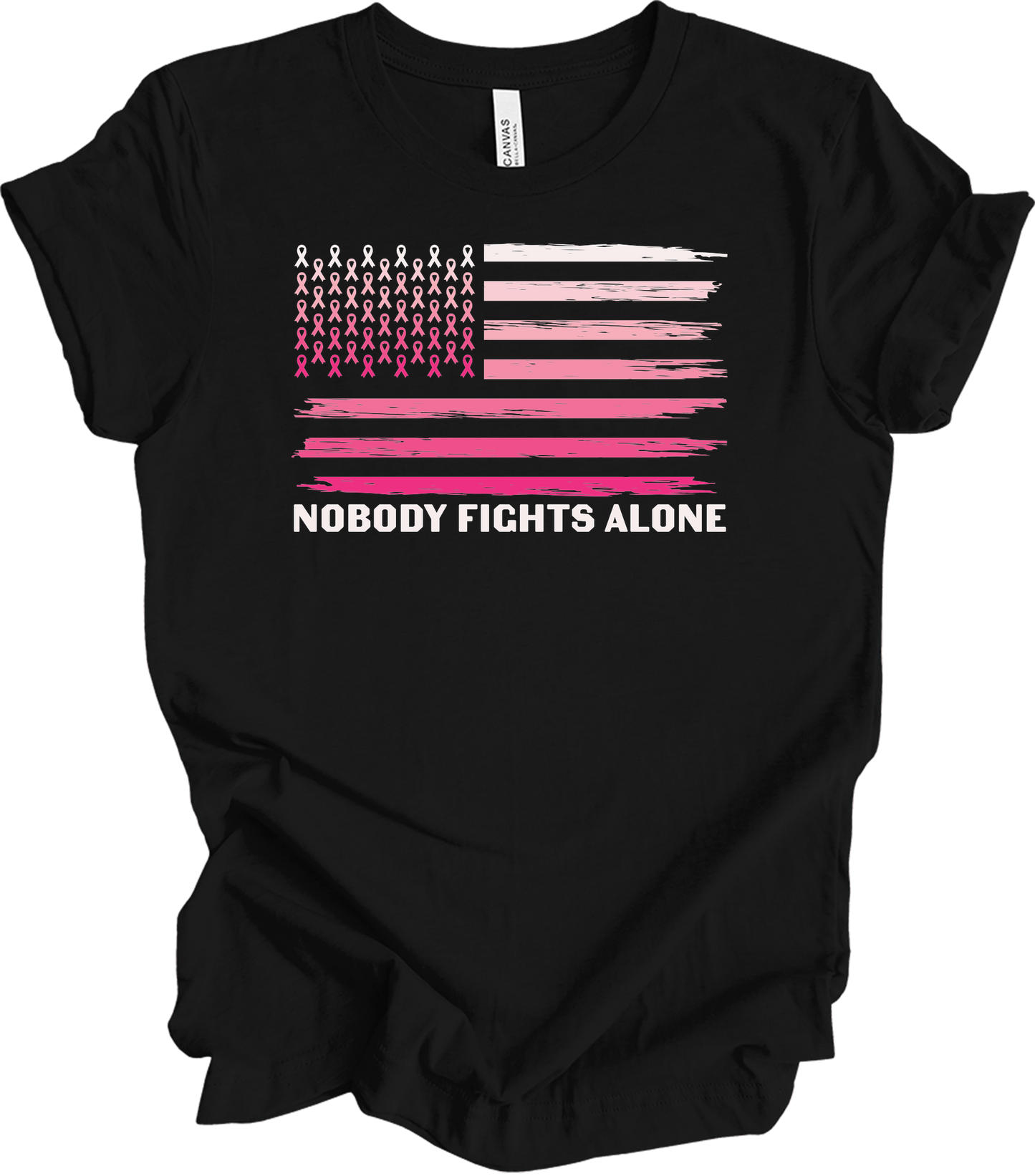 Nobody Fights Alone Cancer T-Shirt in Black