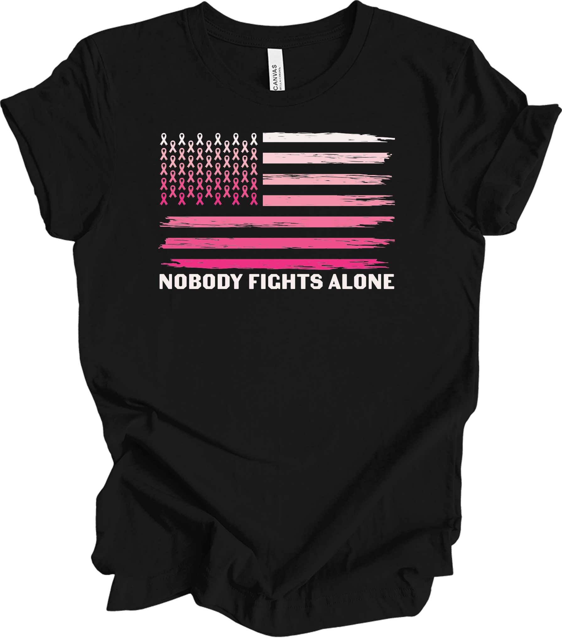 Nobody Fights Alone Cancer T-Shirt in Black