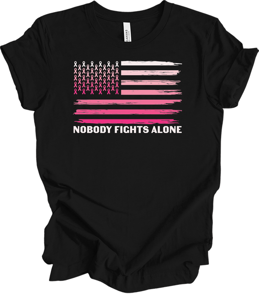 Nobody Fights Alone Cancer T-Shirt in Black