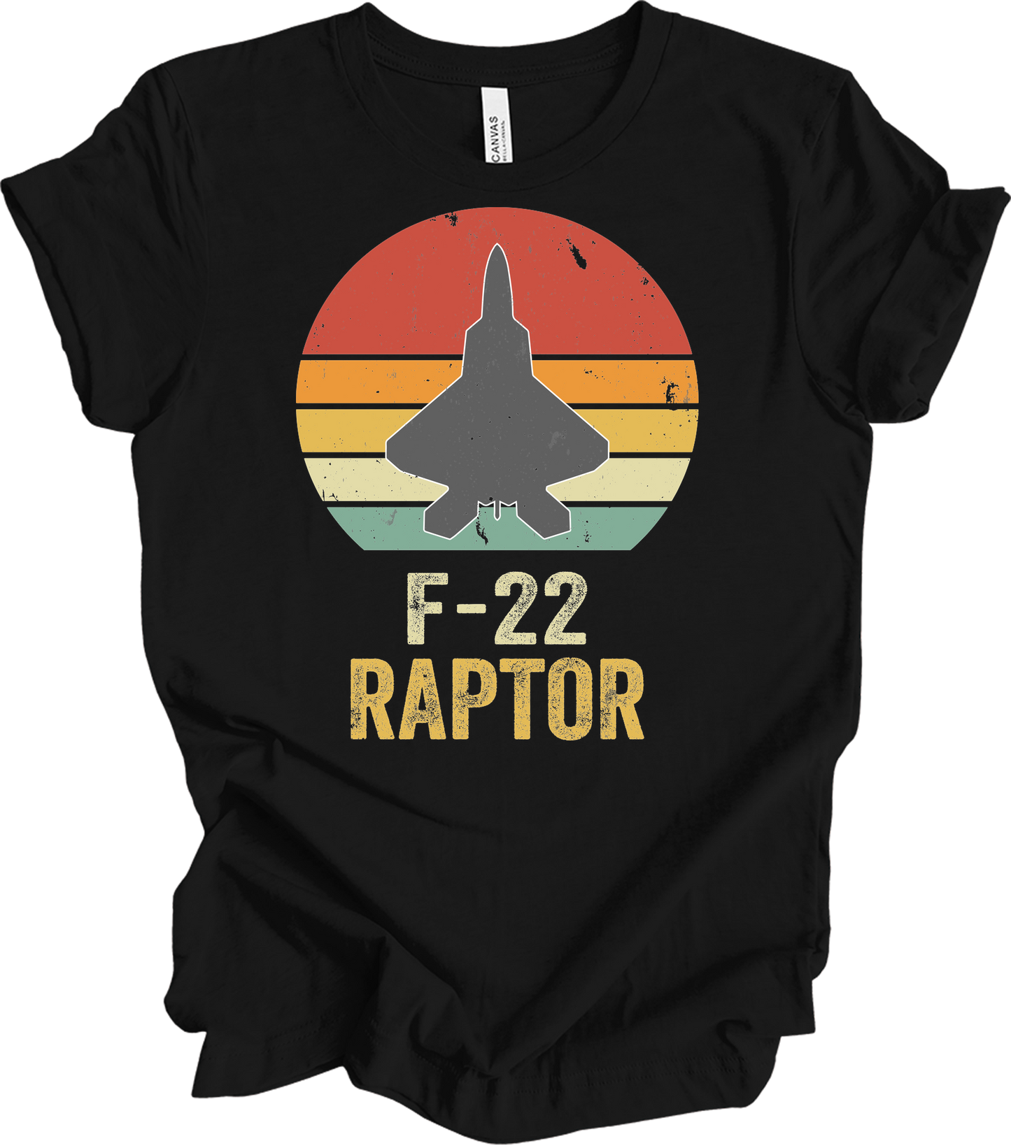 F-22 Raptor Retro T-Shirt in Black