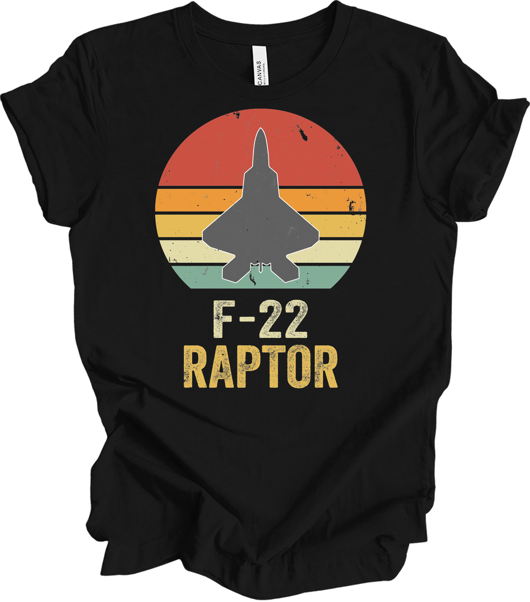 F-22 Raptor Retro T-Shirt in Black