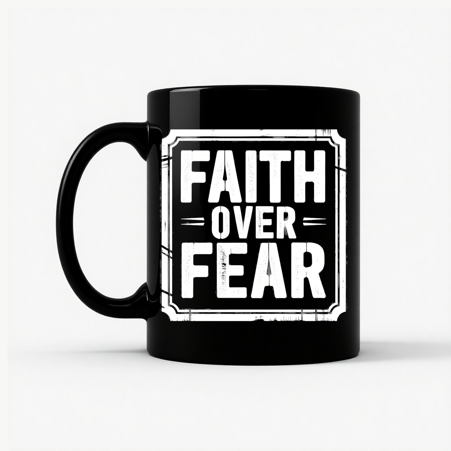 Faith Over Fear Inspirational Mug in Black