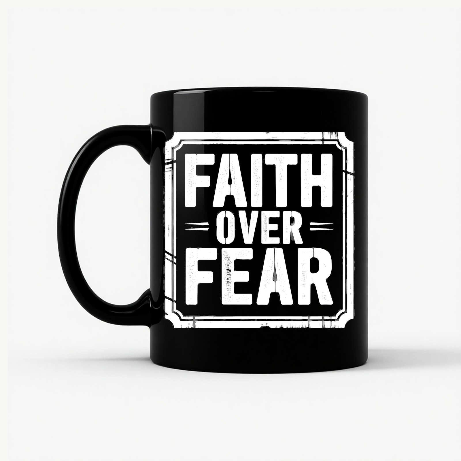 Faith Over Fear Inspirational Mug in Black