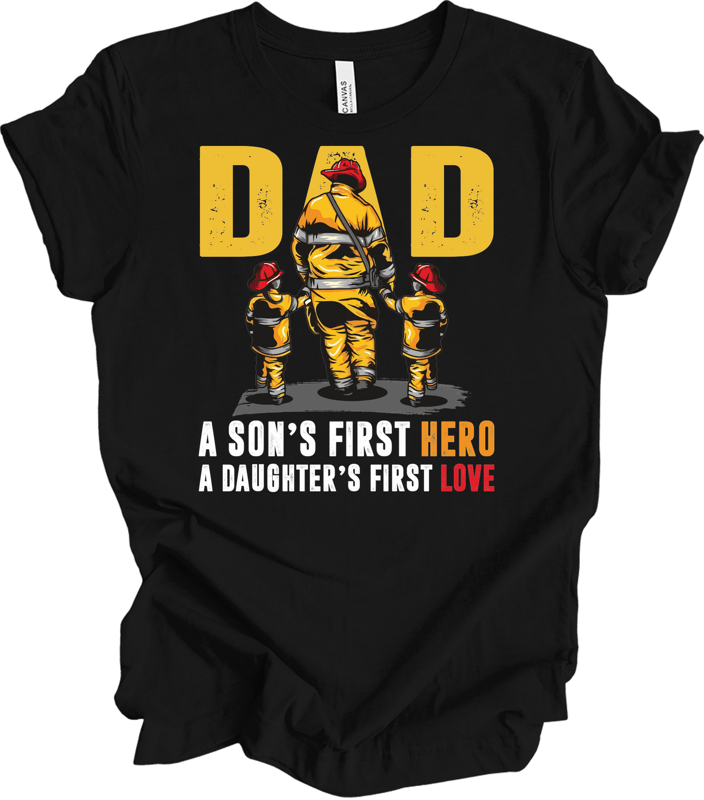 Firefighter Dad: Hero & Love T-Shirt in Black