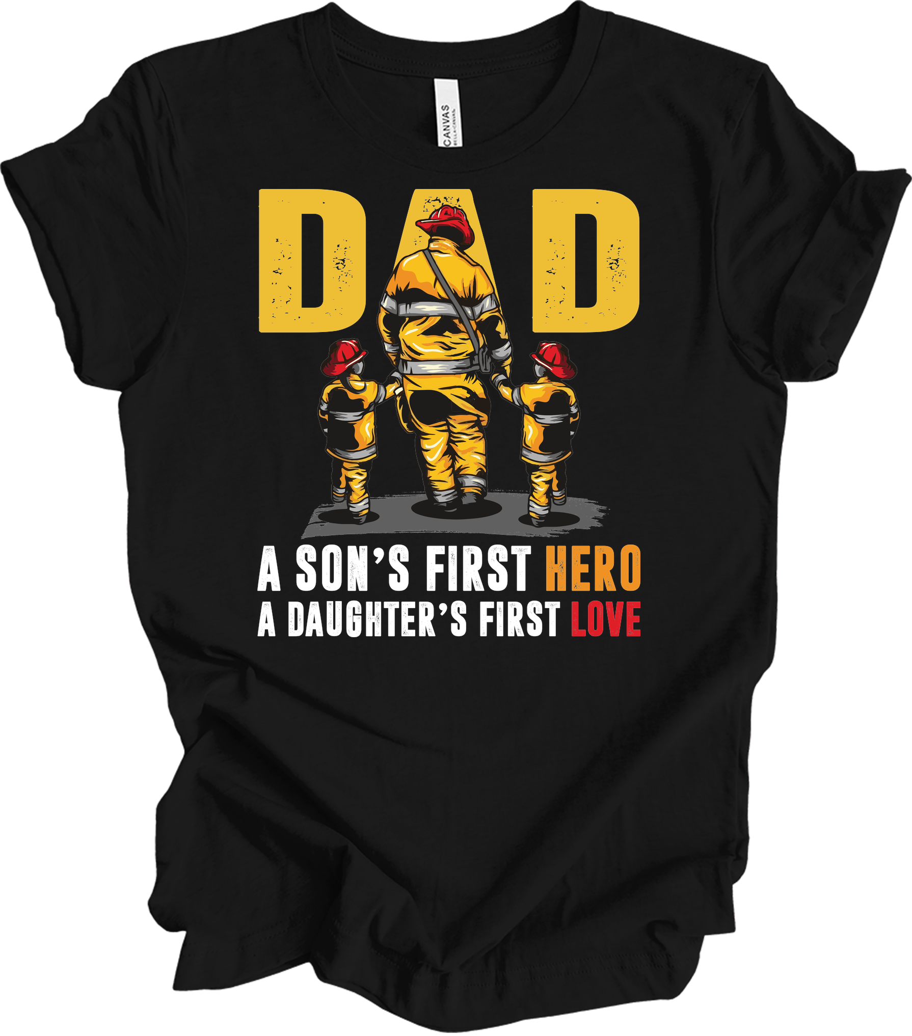 Firefighter Dad: Hero & Love T-Shirt in Black