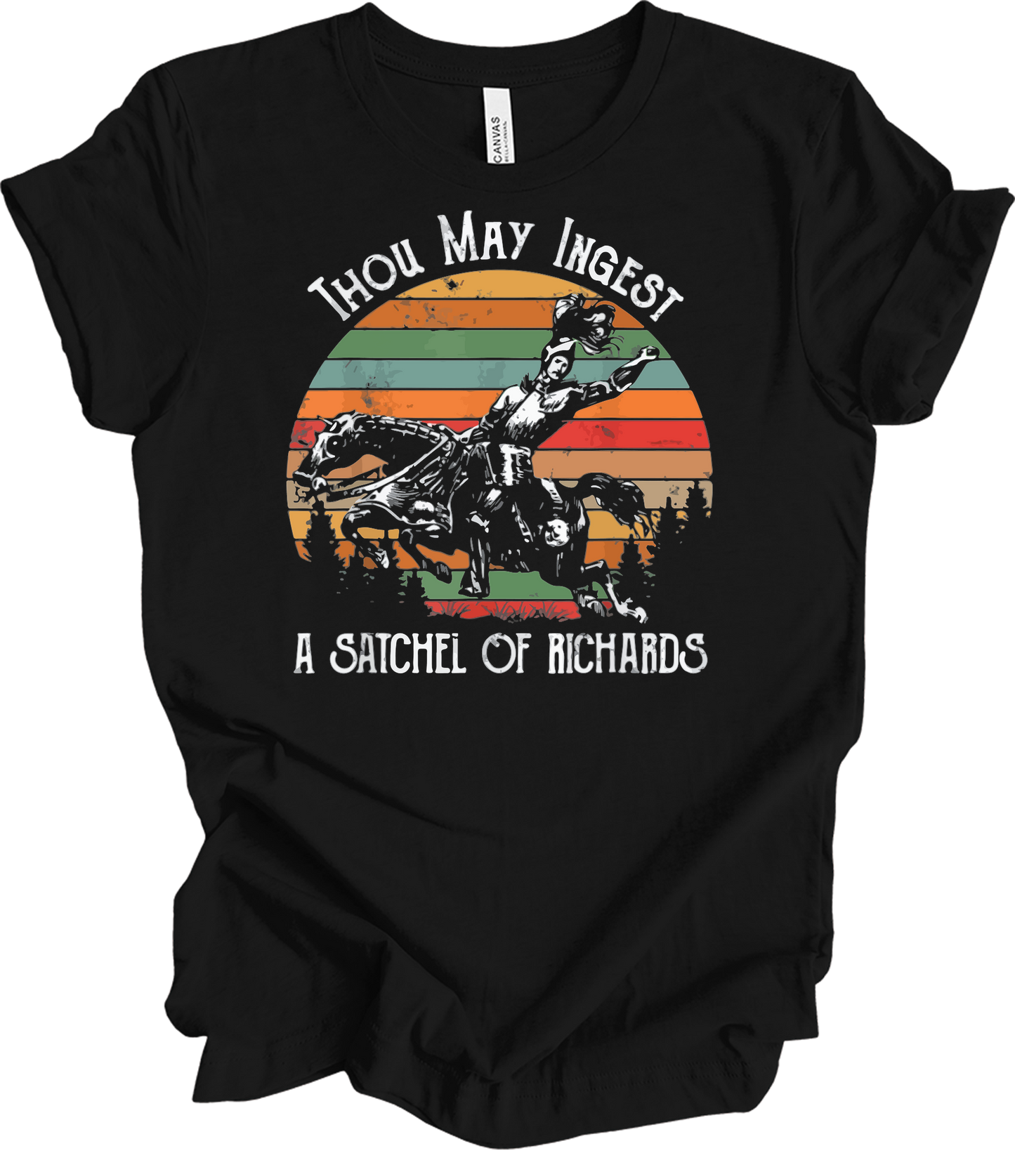 Native American Horse Thou May Ingest Satchel Of Richards T-Shirt in Black