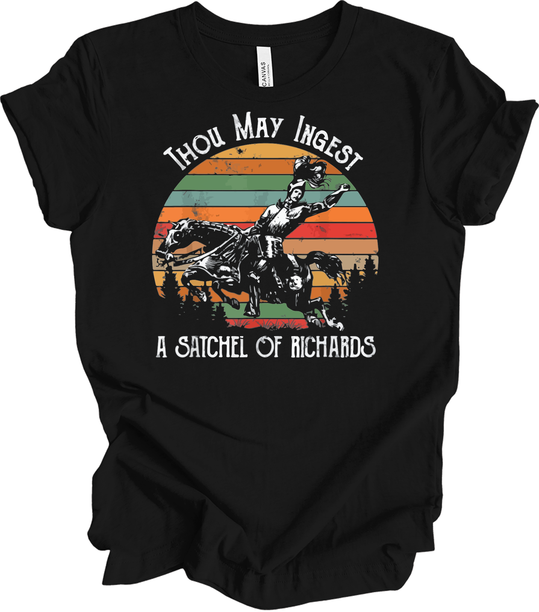 Native American Horse Thou May Ingest Satchel Of Richards T-Shirt in Black