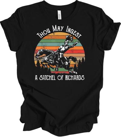 Native American Horse Thou May Ingest Satchel Of Richards T-Shirt in Black