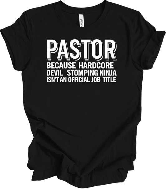Pastor Typography Humor T-Shirt in Black