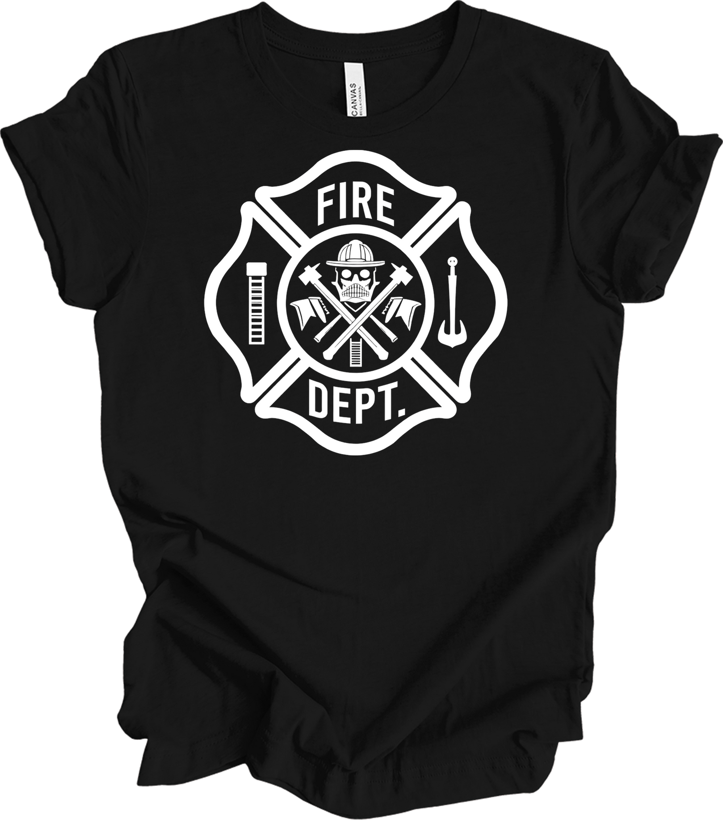 Fire Dept Skull & Axes T-Shirt in Black