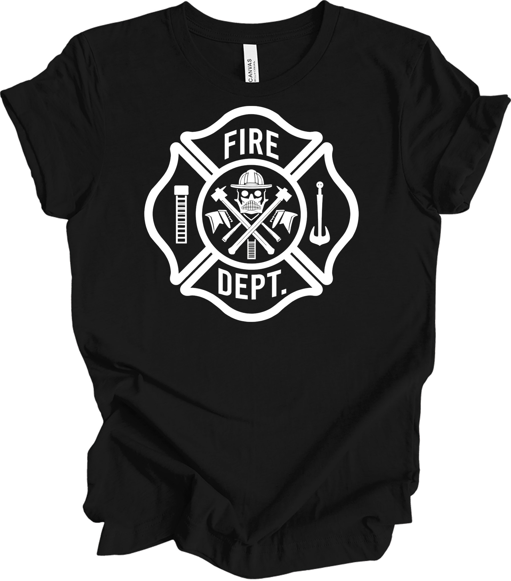 Fire Dept Skull & Axes T-Shirt in Black