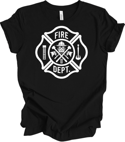 Fire Dept Skull & Axes T-Shirt in Black