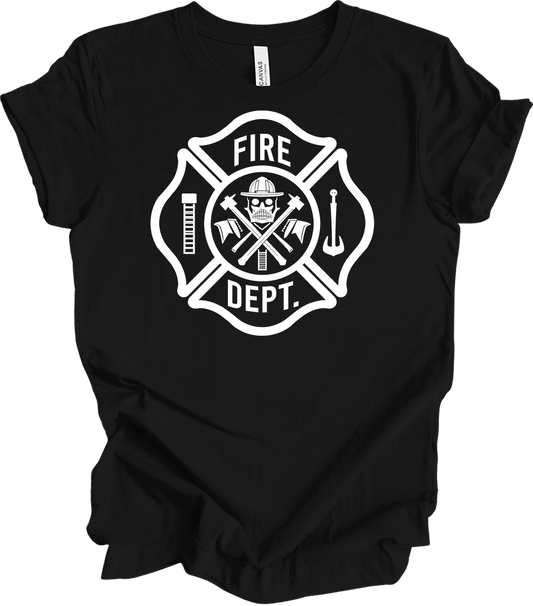 Fire Dept Skull & Axes T-Shirt in Black
