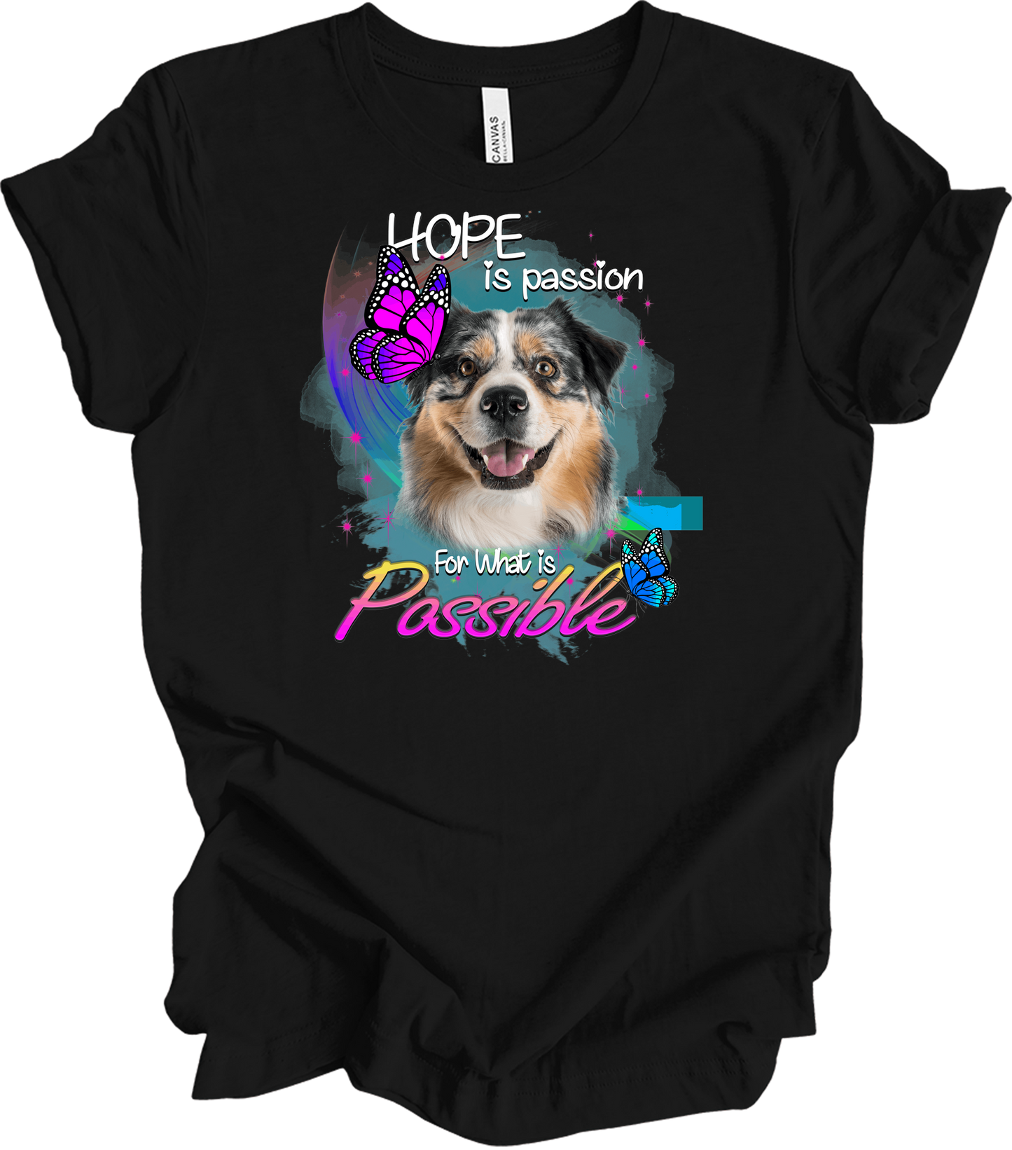 Aussie Shepherd Hope T-Shirt in Black