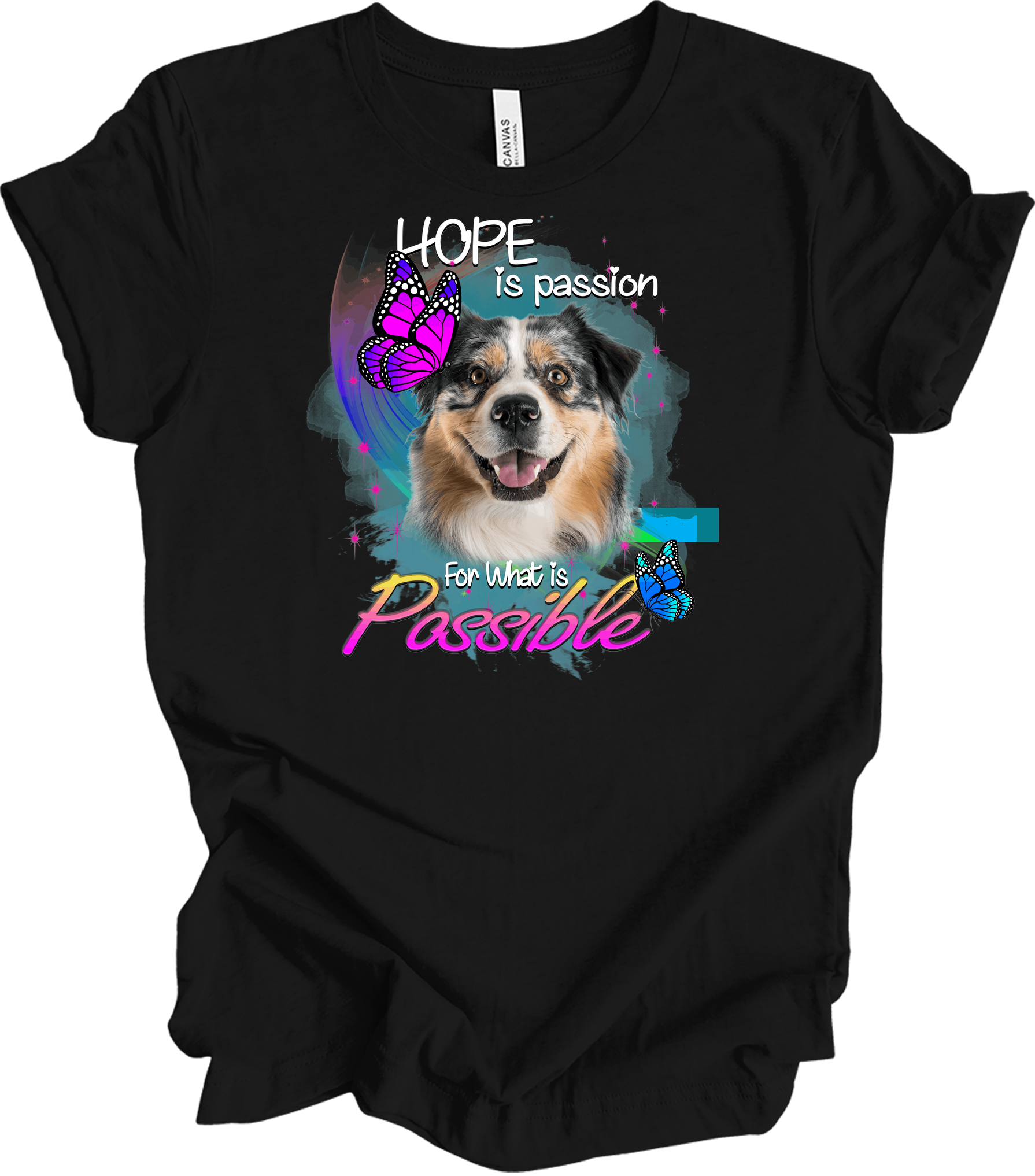Aussie Shepherd Hope T-Shirt in Black