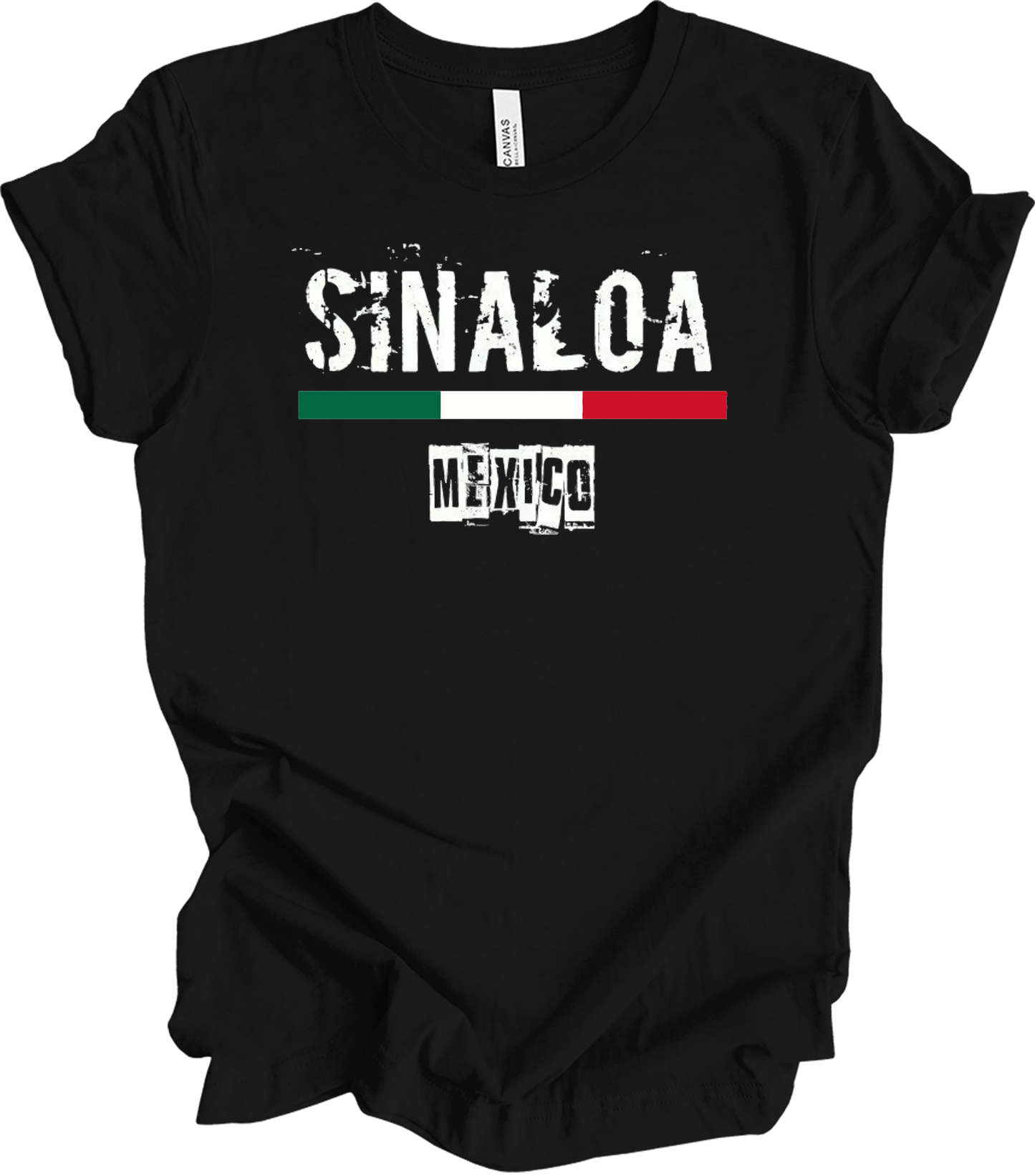 Sinaloa Mexico Vintage Flag T-Shirt in Black