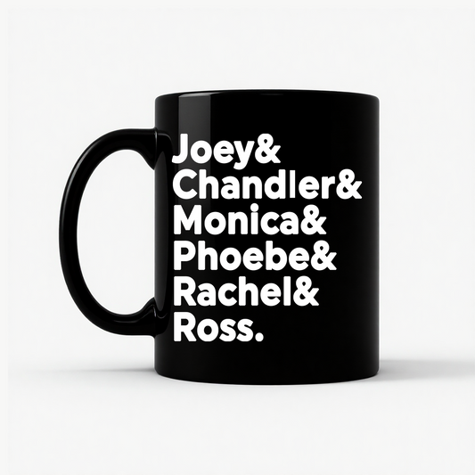 Friends Names List Mug in Black