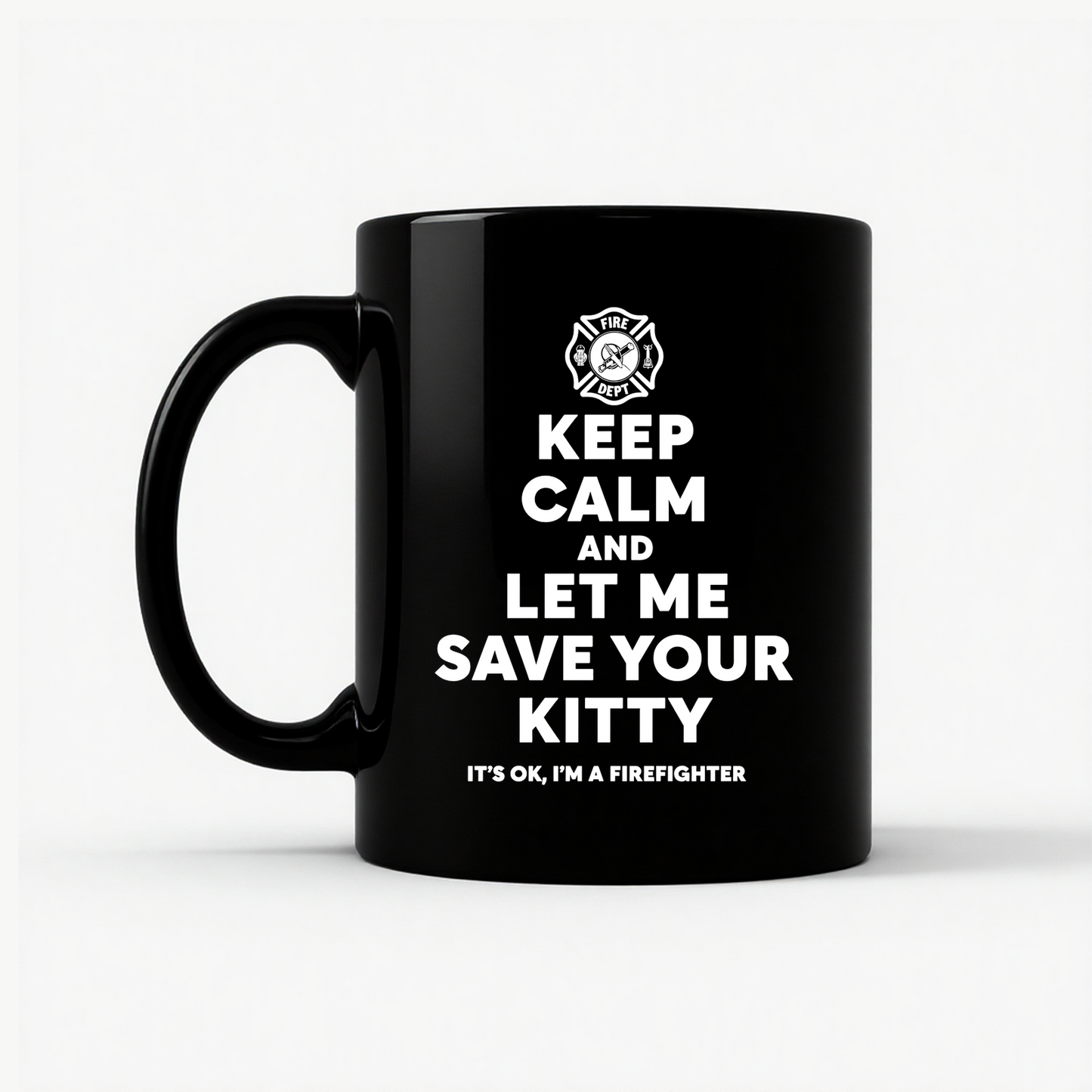 Firefighter Rescue - Save Your Kitty Mug in Black