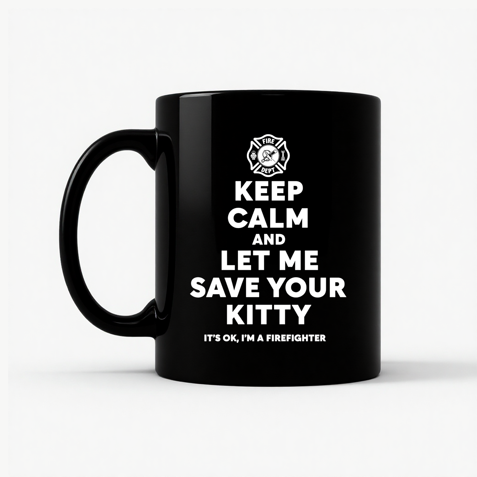 Firefighter Rescue - Save Your Kitty Mug in Black