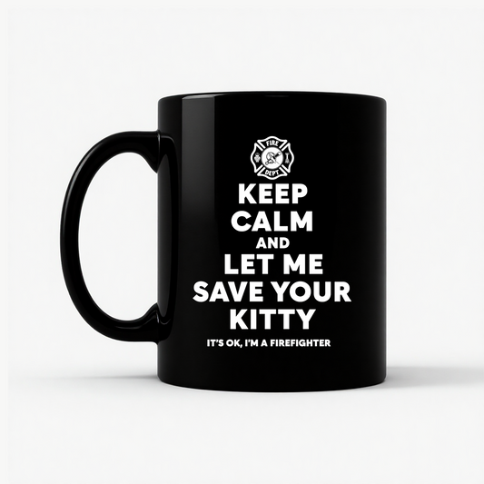 Firefighter Rescue - Save Your Kitty Mug in Black