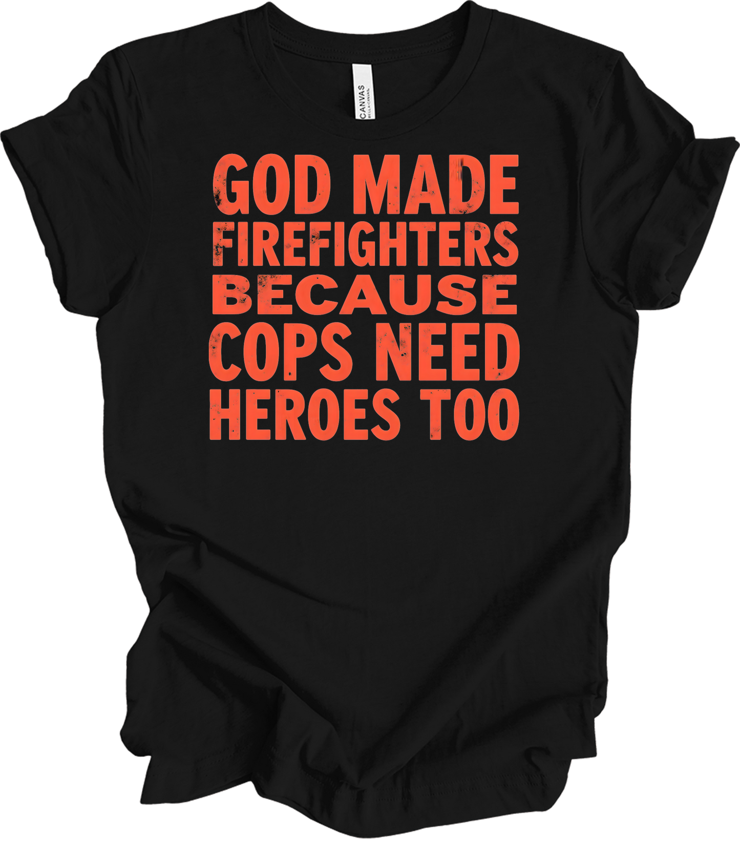 Firefighters Cops Heroes T-Shirt in Black