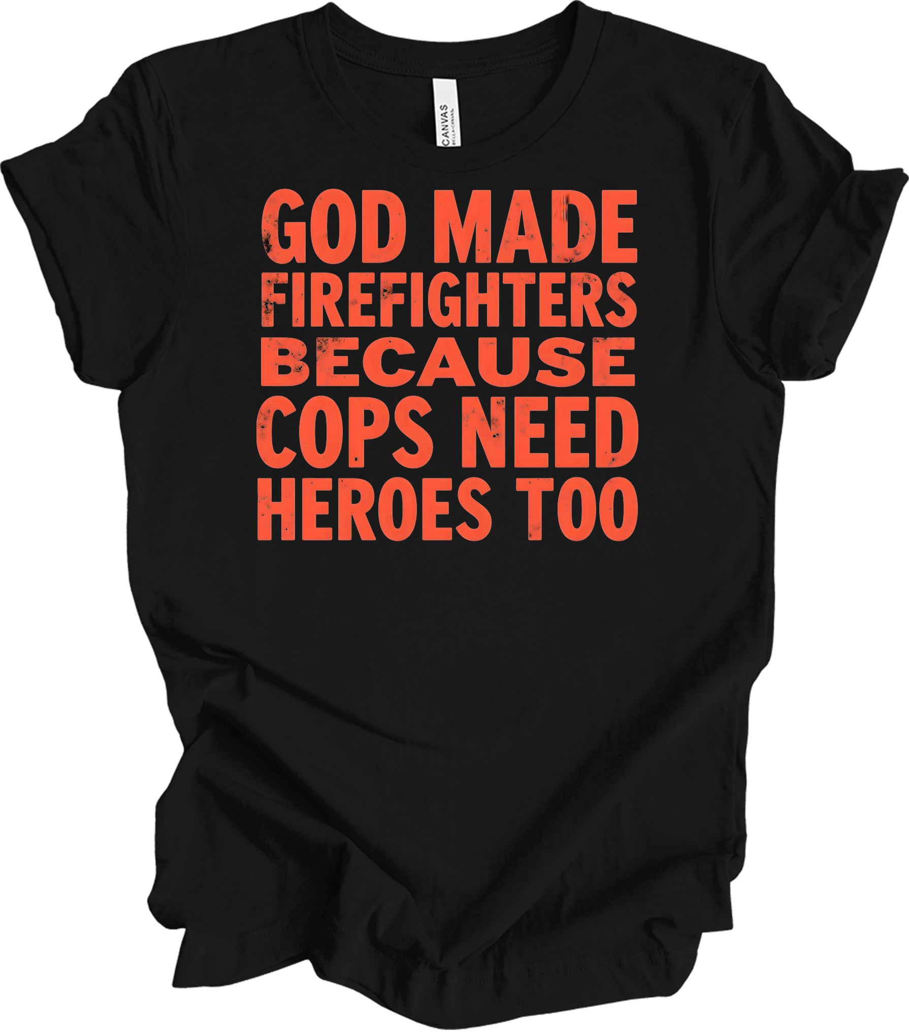 Firefighters Cops Heroes T-Shirt in Black