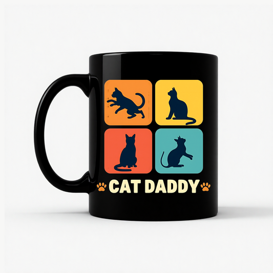 Cat Daddy Retro for Men Mug in Black
