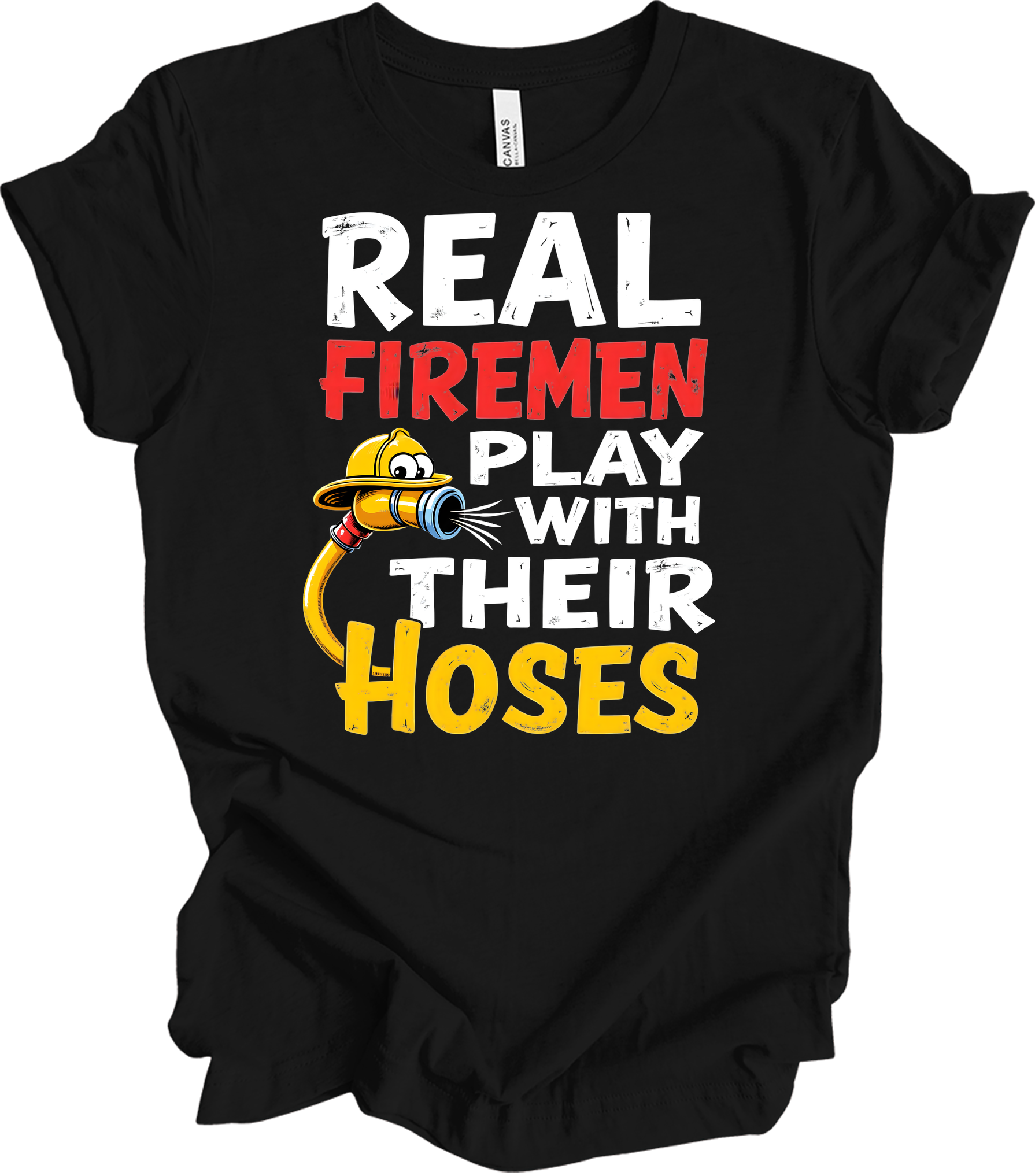 Funny Firefighter : Real Firemen T-Shirt in Black