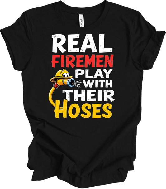 Funny Firefighter : Real Firemen T-Shirt in Black