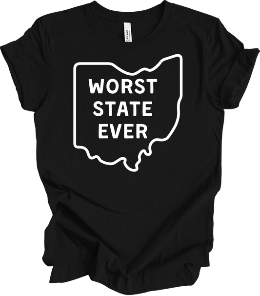Worst State Ever Ohio - Funny State Rivalry T-Shirt in Black