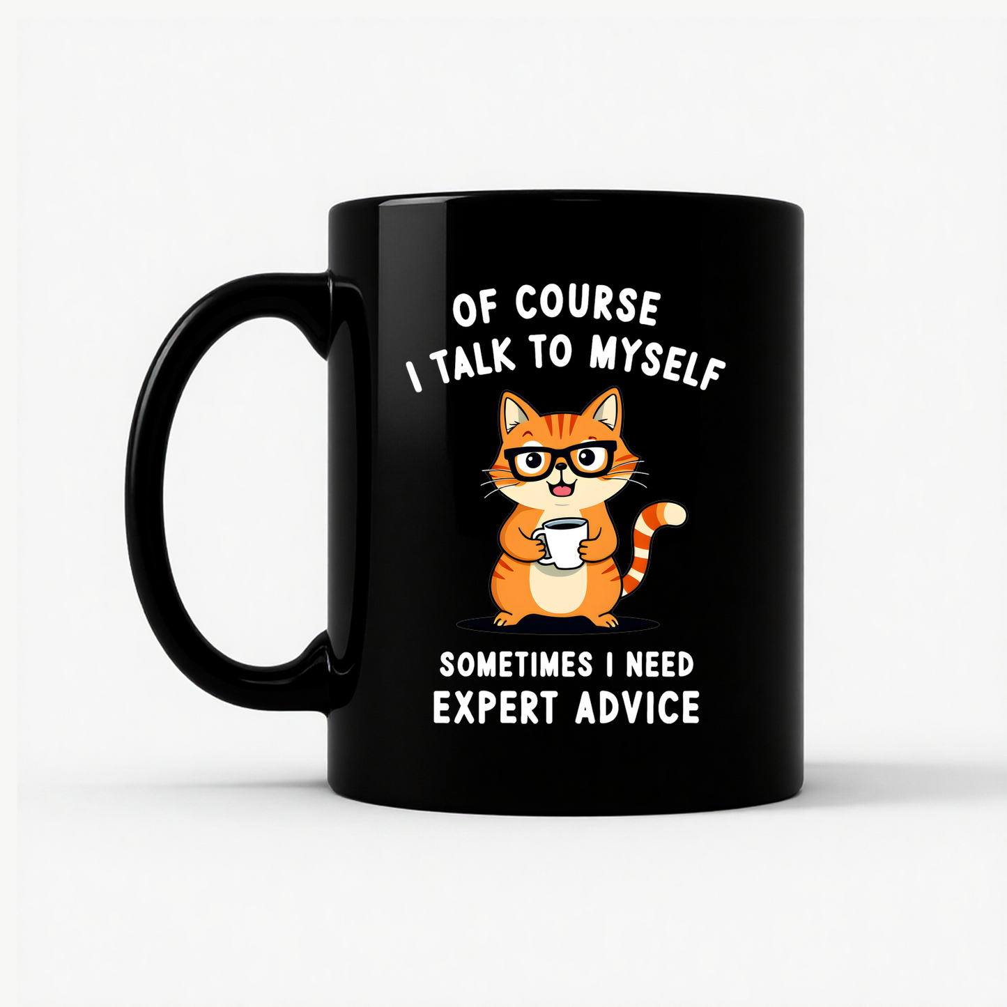 Cat Lover Talk to Myself Mug in Black