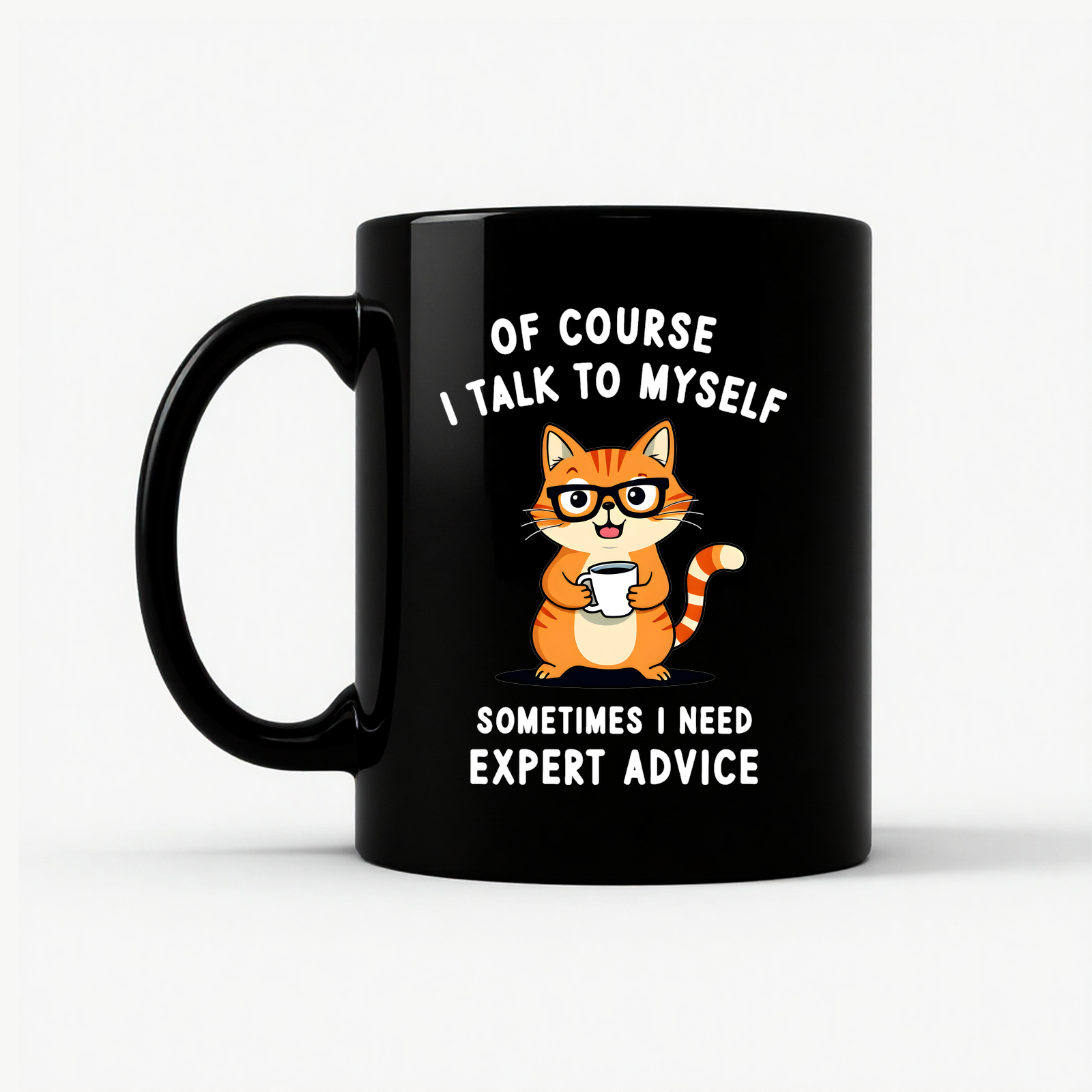 Cat Lover Talk to Myself Mug in Black
