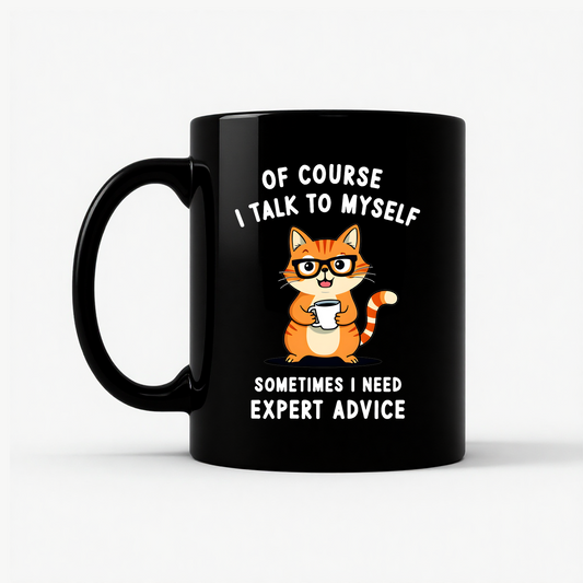 Cat Lover Talk to Myself Mug in Black