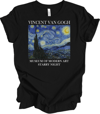 Van Gogh Starry Night Painting Art T-Shirt in Black