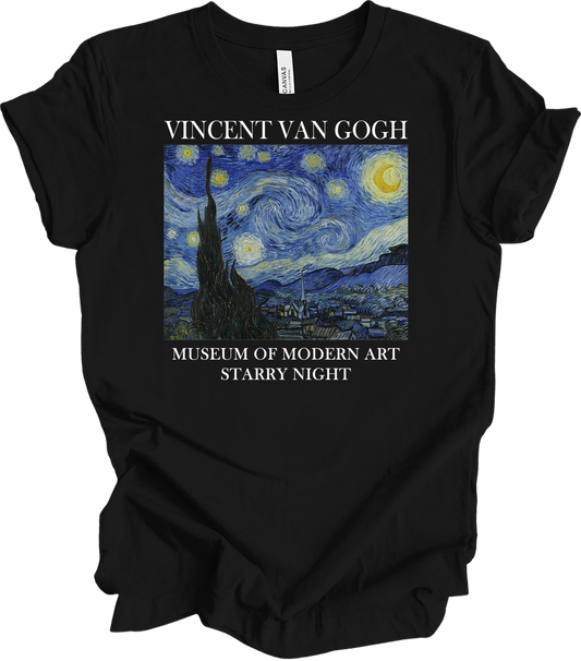 Van Gogh Starry Night Painting Art T-Shirt in Black