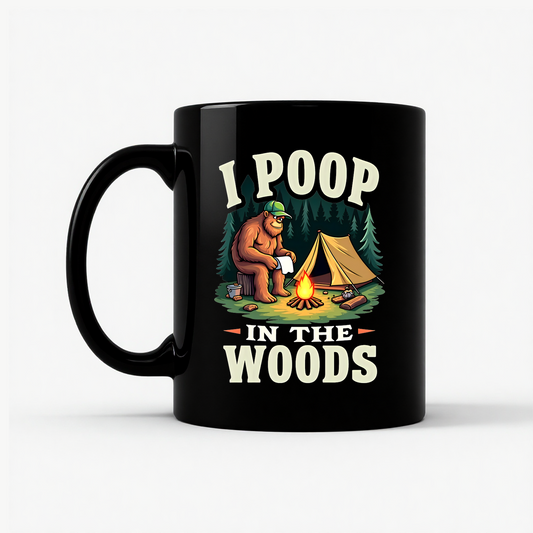 Bigfoot Camping - Funny Mug in Black