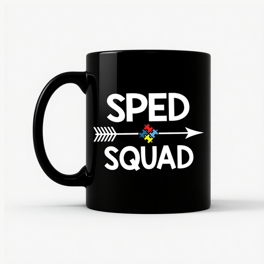 Education Teacher Sped Squad Special Education Autism Awareness Mug in Black