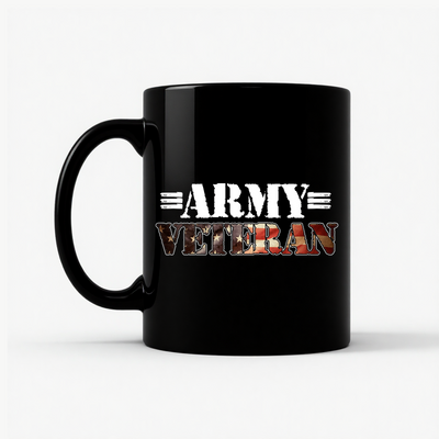US Army Veteran Flag Mug in Black