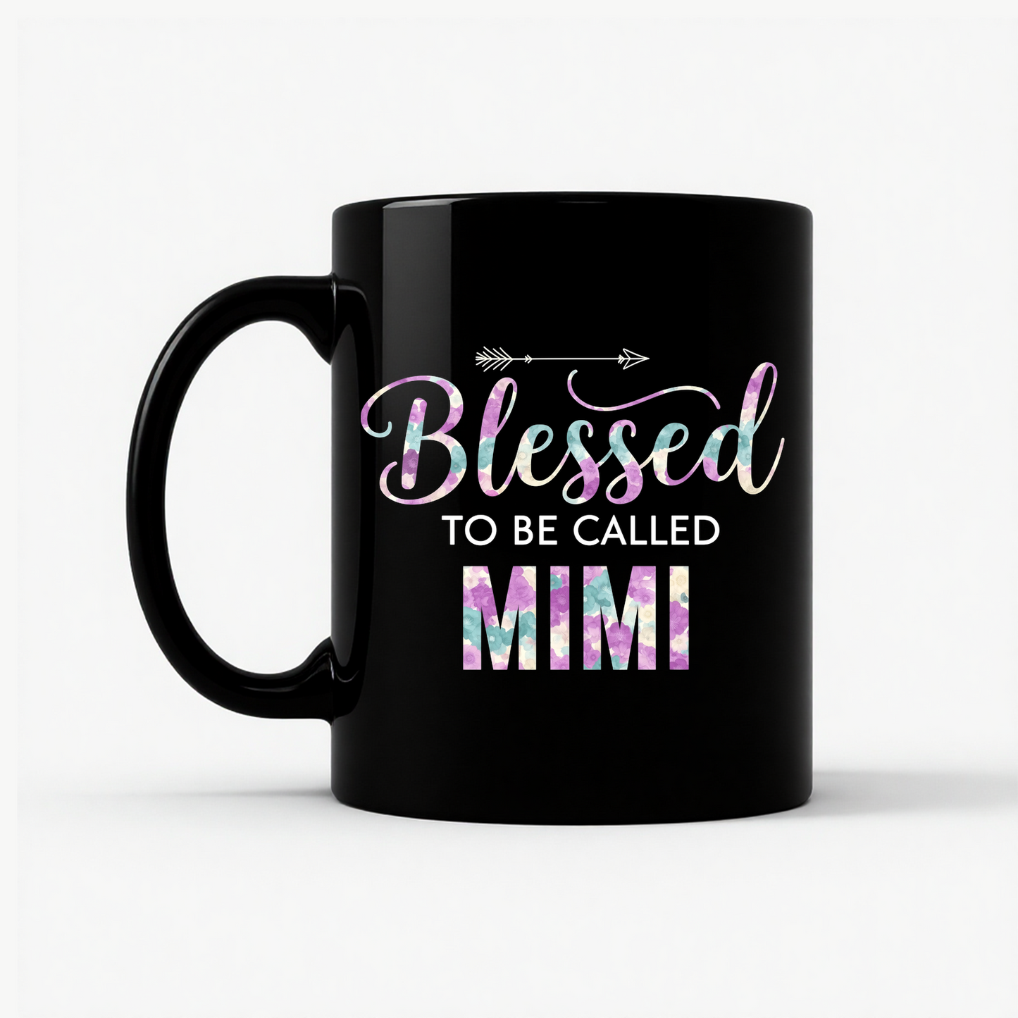Blessed Mimi Floral Gift Mug in Black