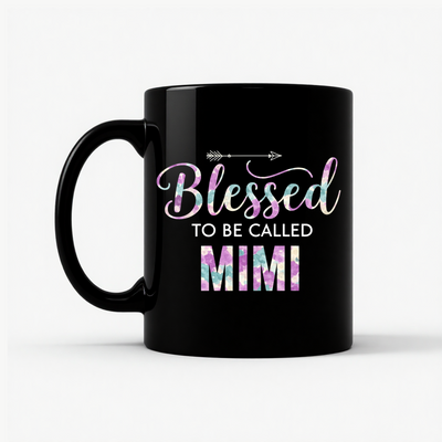 Blessed Mimi Floral Gift Mug in Black