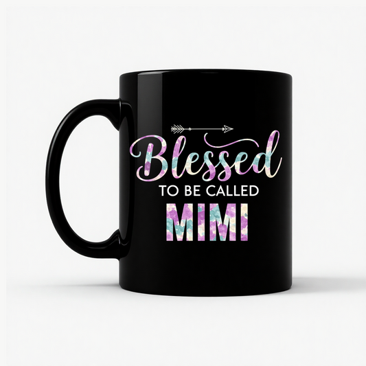 Blessed Mimi Floral Gift Mug in Black