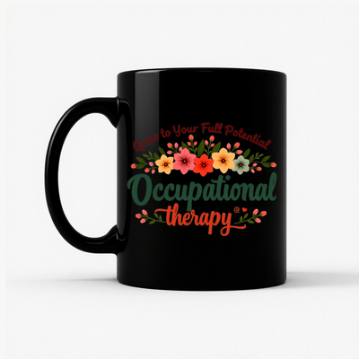 Occupational Therapy - Floral Mug in Black