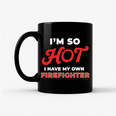 Funny Firefighter Partner Mug in Black
