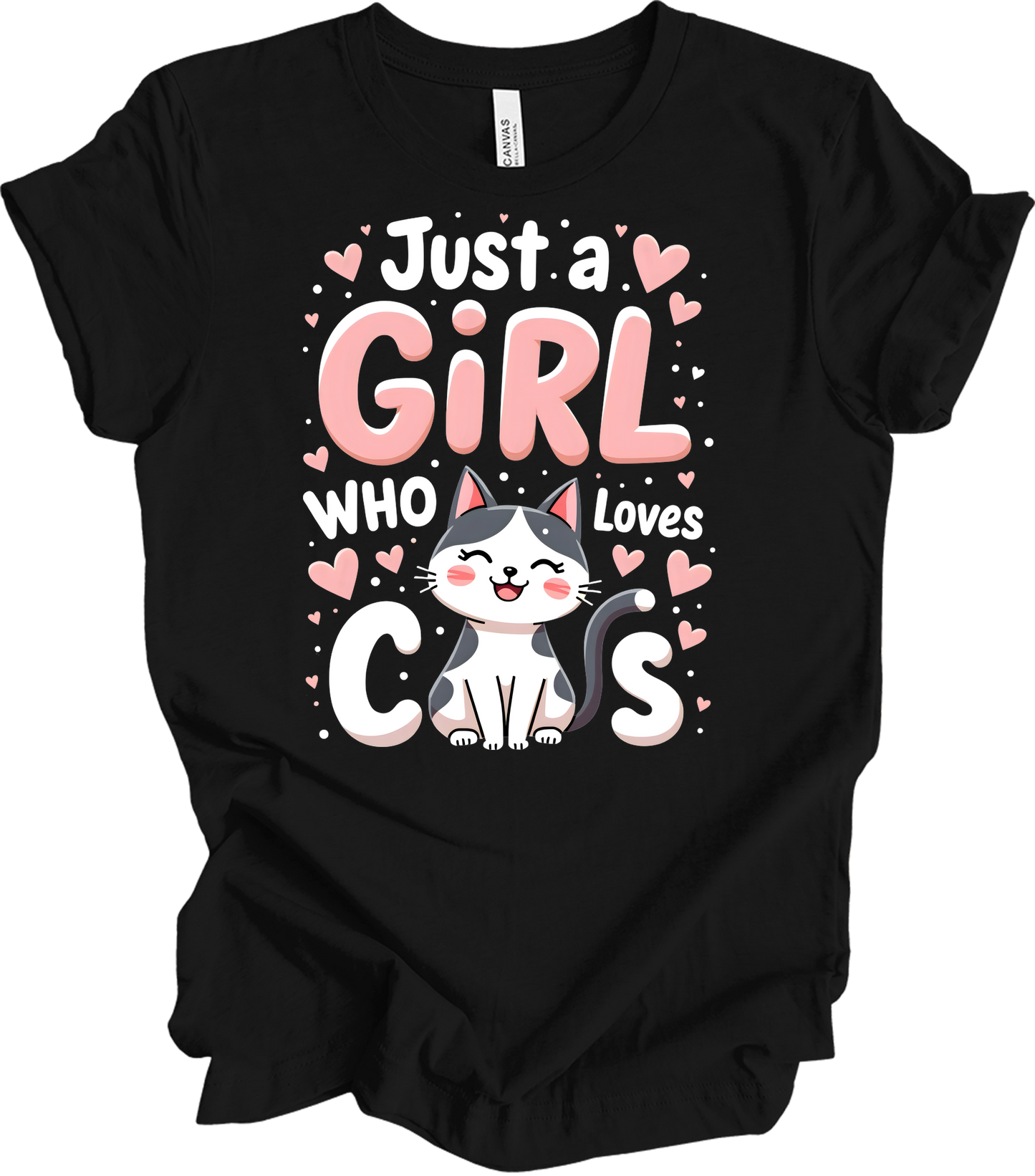 Just a Girl Who Loves Cats T-Shirt in Black