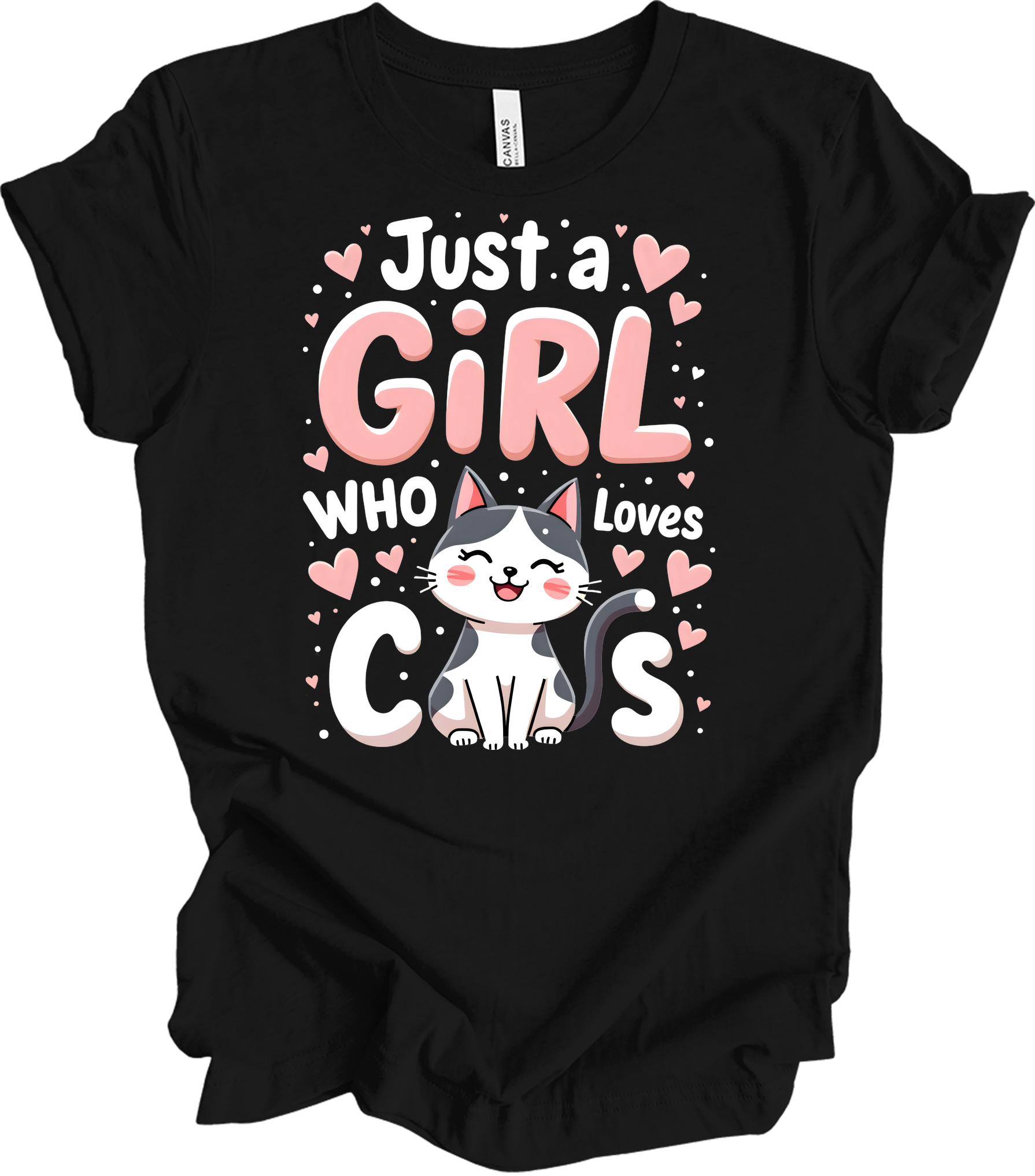 Just a Girl Who Loves Cats T-Shirt in Black