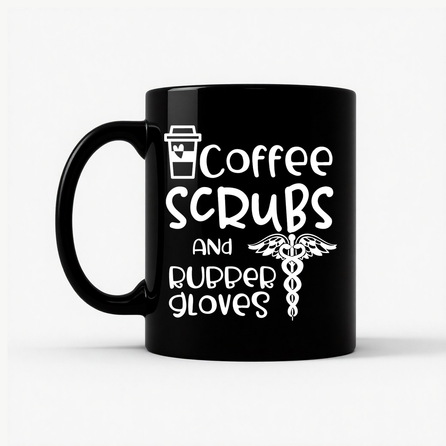 Coffee Scrubs Nurse Mug in Black
