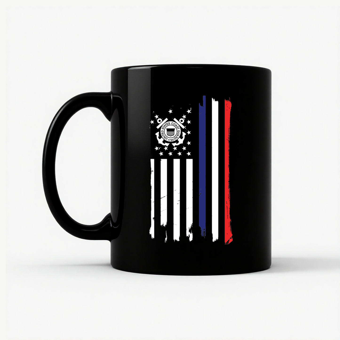 US Coast Guard Flag Mug in Black