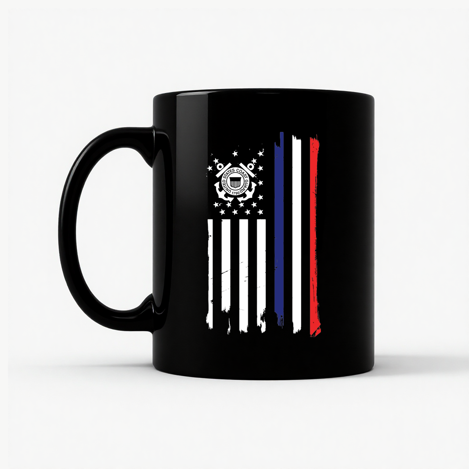 US Coast Guard Flag Mug in Black