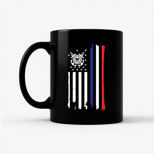 US Coast Guard Flag Mug in Black